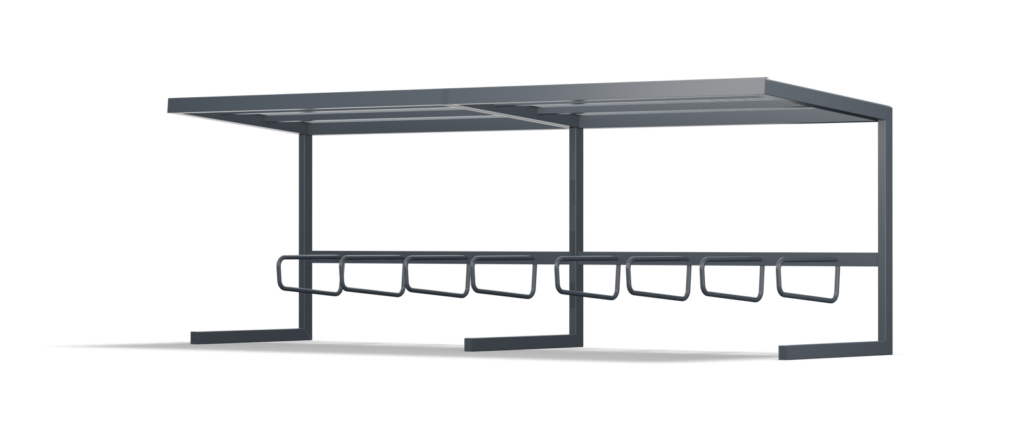 CPT on siirrettävä pyöräkatos. Modulaarinen ja jälkiasennettava pyöräkatos.
